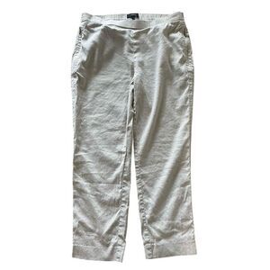 Theory Linen Ankle Crop Pull On Pants Women’s Size 8 M Khaki Beige Flat Front